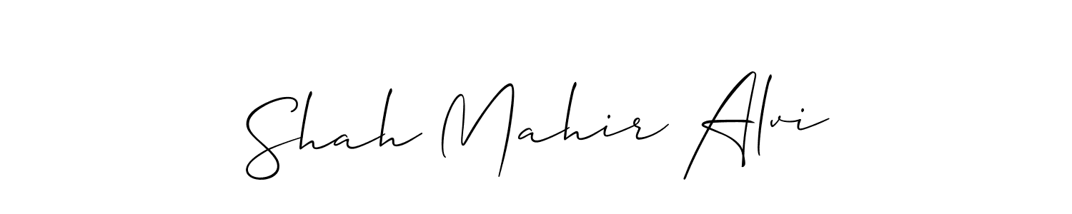 Design your own signature with our free online signature maker. With this signature software, you can create a handwritten (Allison_Script) signature for name Shah Mahir Alvi. Shah Mahir Alvi signature style 2 images and pictures png
