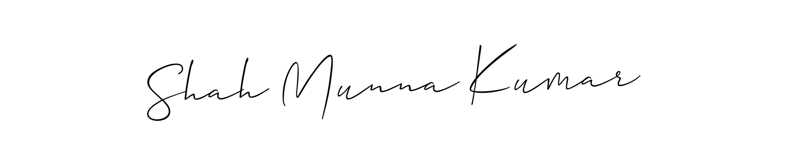 The best way (Allison_Script) to make a short signature is to pick only two or three words in your name. The name Shah Munna Kumar include a total of six letters. For converting this name. Shah Munna Kumar signature style 2 images and pictures png