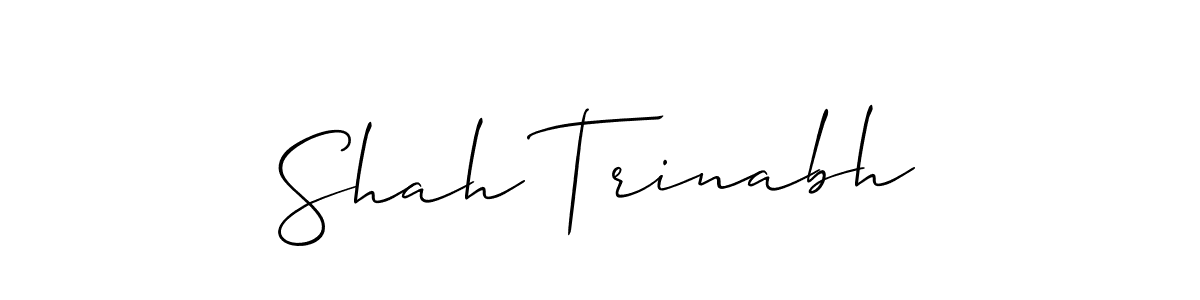 The best way (Allison_Script) to make a short signature is to pick only two or three words in your name. The name Shah Trinabh include a total of six letters. For converting this name. Shah Trinabh signature style 2 images and pictures png