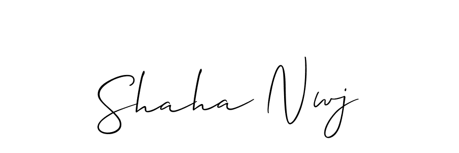 The best way (Allison_Script) to make a short signature is to pick only two or three words in your name. The name Shaha Nwj include a total of six letters. For converting this name. Shaha Nwj signature style 2 images and pictures png