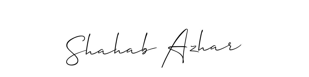 Allison_Script is a professional signature style that is perfect for those who want to add a touch of class to their signature. It is also a great choice for those who want to make their signature more unique. Get Shahab Azhar name to fancy signature for free. Shahab Azhar signature style 2 images and pictures png