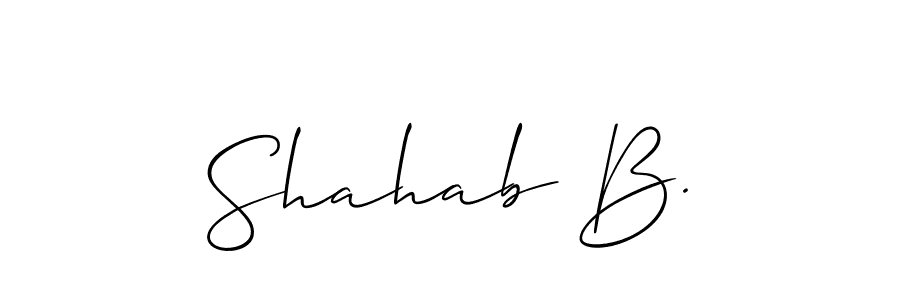 Make a short Shahab B. signature style. Manage your documents anywhere anytime using Allison_Script. Create and add eSignatures, submit forms, share and send files easily. Shahab B. signature style 2 images and pictures png