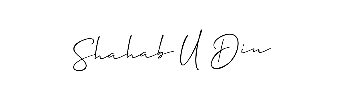 You should practise on your own different ways (Allison_Script) to write your name (Shahab U Din) in signature. don't let someone else do it for you. Shahab U Din signature style 2 images and pictures png