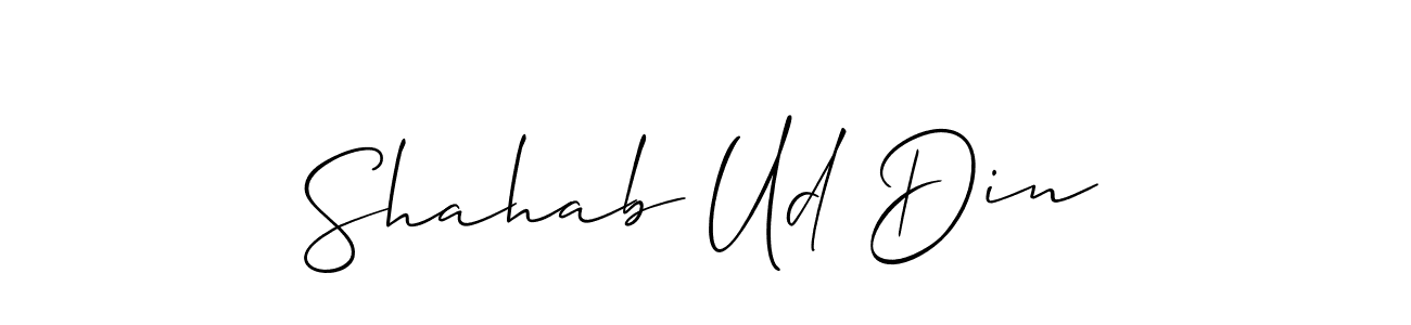 Create a beautiful signature design for name Shahab Ud Din. With this signature (Allison_Script) fonts, you can make a handwritten signature for free. Shahab Ud Din signature style 2 images and pictures png