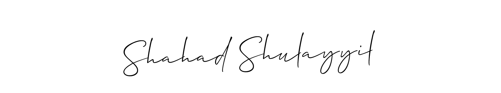 The best way (Allison_Script) to make a short signature is to pick only two or three words in your name. The name Shahad Shulayyil include a total of six letters. For converting this name. Shahad Shulayyil signature style 2 images and pictures png