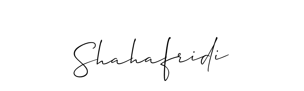 Use a signature maker to create a handwritten signature online. With this signature software, you can design (Allison_Script) your own signature for name Shahafridi. Shahafridi signature style 2 images and pictures png