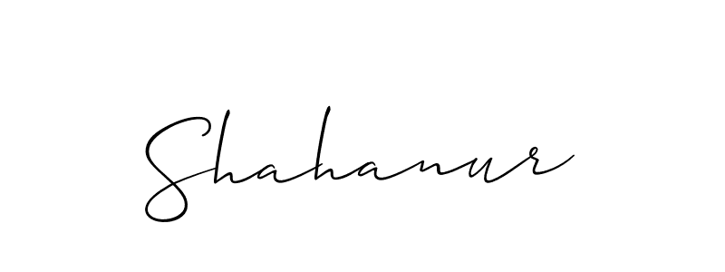 Use a signature maker to create a handwritten signature online. With this signature software, you can design (Allison_Script) your own signature for name Shahanur. Shahanur signature style 2 images and pictures png