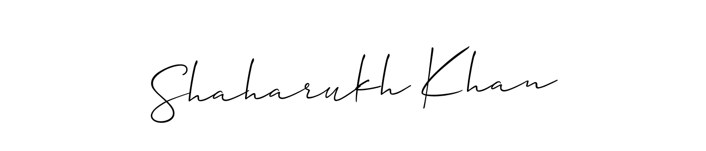 Design your own signature with our free online signature maker. With this signature software, you can create a handwritten (Allison_Script) signature for name Shaharukh Khan. Shaharukh Khan signature style 2 images and pictures png