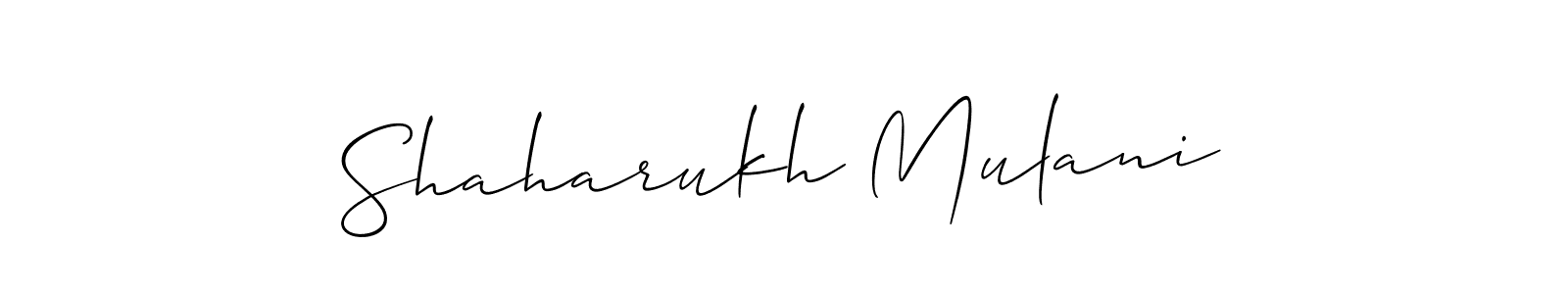 How to make Shaharukh Mulani name signature. Use Allison_Script style for creating short signs online. This is the latest handwritten sign. Shaharukh Mulani signature style 2 images and pictures png