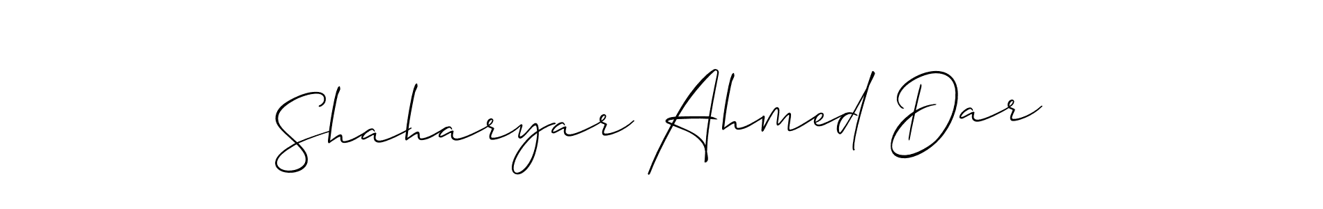 How to make Shaharyar Ahmed Dar signature? Allison_Script is a professional autograph style. Create handwritten signature for Shaharyar Ahmed Dar name. Shaharyar Ahmed Dar signature style 2 images and pictures png