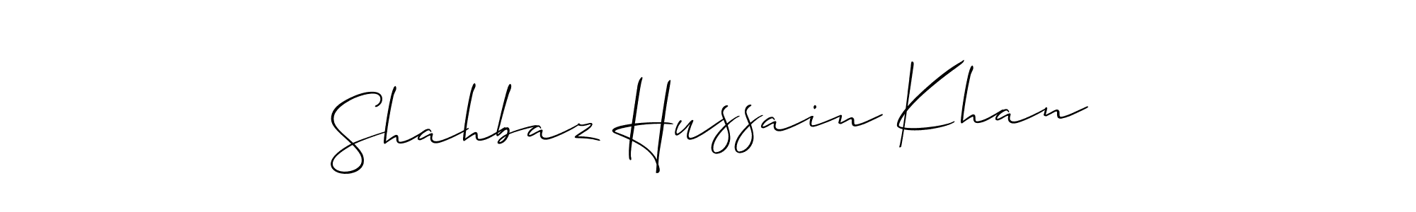 if you are searching for the best signature style for your name Shahbaz Hussain Khan. so please give up your signature search. here we have designed multiple signature styles  using Allison_Script. Shahbaz Hussain Khan signature style 2 images and pictures png