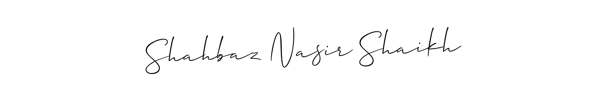 Use a signature maker to create a handwritten signature online. With this signature software, you can design (Allison_Script) your own signature for name Shahbaz Nasir Shaikh. Shahbaz Nasir Shaikh signature style 2 images and pictures png