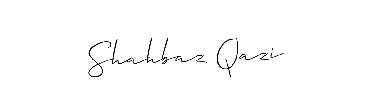 How to make Shahbaz Qazi name signature. Use Allison_Script style for creating short signs online. This is the latest handwritten sign. Shahbaz Qazi signature style 2 images and pictures png