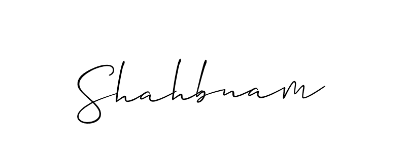 Design your own signature with our free online signature maker. With this signature software, you can create a handwritten (Allison_Script) signature for name Shahbnam. Shahbnam signature style 2 images and pictures png