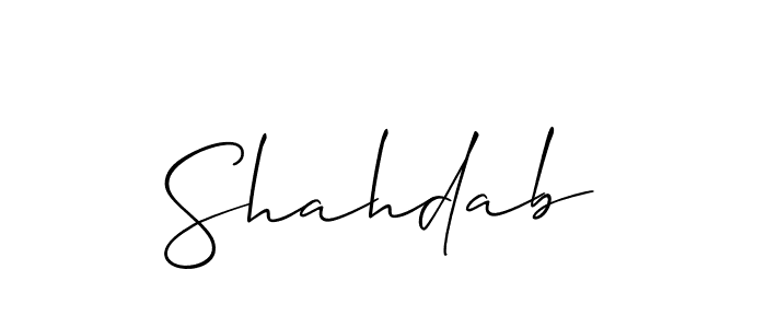 Use a signature maker to create a handwritten signature online. With this signature software, you can design (Allison_Script) your own signature for name Shahdab. Shahdab signature style 2 images and pictures png