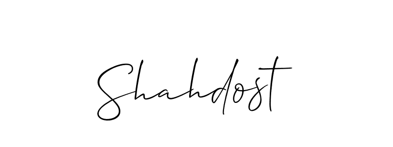 Use a signature maker to create a handwritten signature online. With this signature software, you can design (Allison_Script) your own signature for name Shahdost. Shahdost signature style 2 images and pictures png