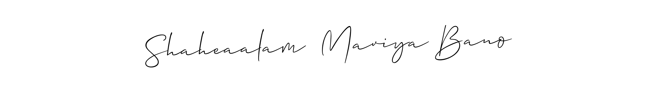 Make a short Shaheaalam  Maviya Bano signature style. Manage your documents anywhere anytime using Allison_Script. Create and add eSignatures, submit forms, share and send files easily. Shaheaalam  Maviya Bano signature style 2 images and pictures png