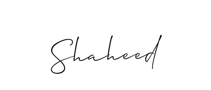 Create a beautiful signature design for name Shaheed. With this signature (Allison_Script) fonts, you can make a handwritten signature for free. Shaheed signature style 2 images and pictures png