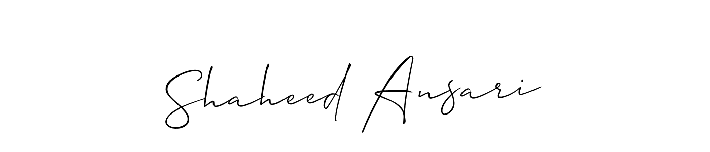 Also You can easily find your signature by using the search form. We will create Shaheed Ansari name handwritten signature images for you free of cost using Allison_Script sign style. Shaheed Ansari signature style 2 images and pictures png