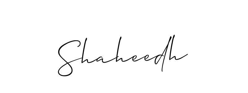 Create a beautiful signature design for name Shaheedh. With this signature (Allison_Script) fonts, you can make a handwritten signature for free. Shaheedh signature style 2 images and pictures png