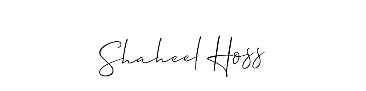 Make a beautiful signature design for name Shaheel Hoss. With this signature (Allison_Script) style, you can create a handwritten signature for free. Shaheel Hoss signature style 2 images and pictures png