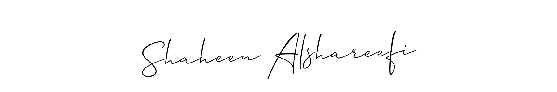 Make a short Shaheen Alshareefi signature style. Manage your documents anywhere anytime using Allison_Script. Create and add eSignatures, submit forms, share and send files easily. Shaheen Alshareefi signature style 2 images and pictures png