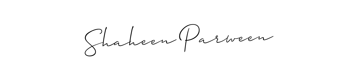 The best way (Allison_Script) to make a short signature is to pick only two or three words in your name. The name Shaheen Parween include a total of six letters. For converting this name. Shaheen Parween signature style 2 images and pictures png