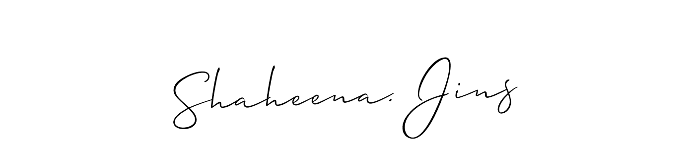 Use a signature maker to create a handwritten signature online. With this signature software, you can design (Allison_Script) your own signature for name Shaheena. Jins. Shaheena. Jins signature style 2 images and pictures png