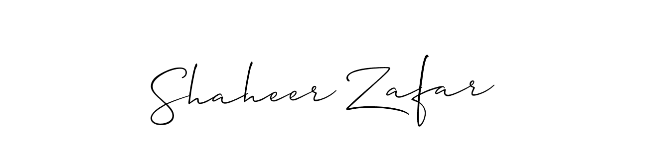 The best way (Allison_Script) to make a short signature is to pick only two or three words in your name. The name Shaheer Zafar include a total of six letters. For converting this name. Shaheer Zafar signature style 2 images and pictures png