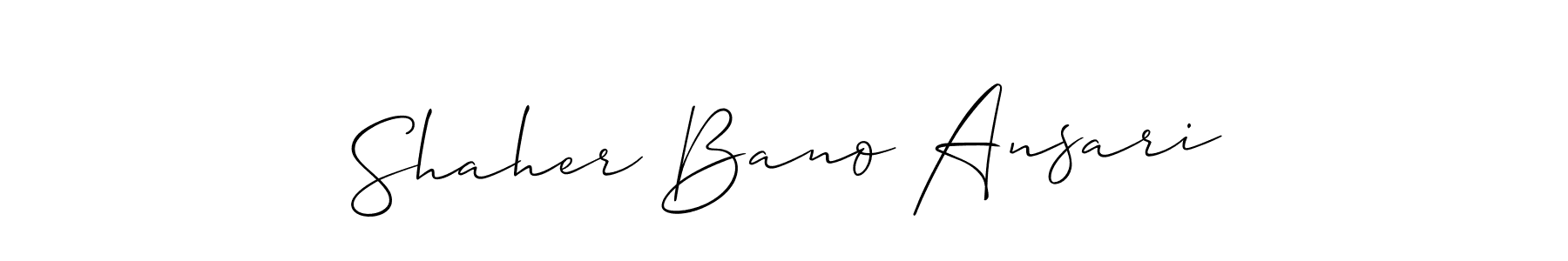 The best way (Allison_Script) to make a short signature is to pick only two or three words in your name. The name Shaher Bano Ansari include a total of six letters. For converting this name. Shaher Bano Ansari signature style 2 images and pictures png