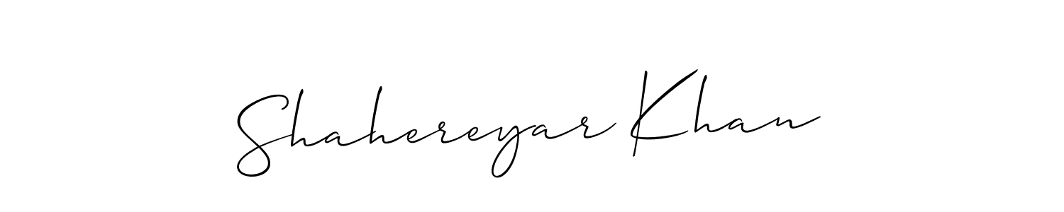 How to make Shahereyar Khan name signature. Use Allison_Script style for creating short signs online. This is the latest handwritten sign. Shahereyar Khan signature style 2 images and pictures png