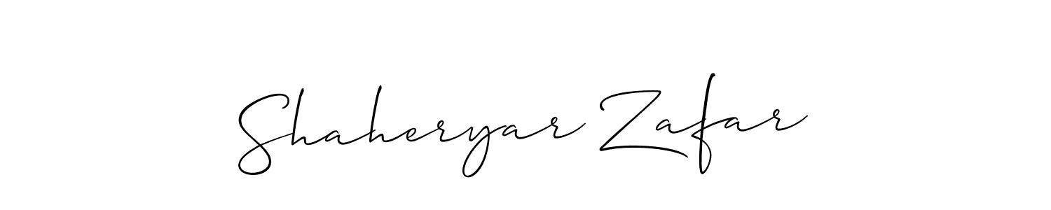 Make a short Shaheryar Zafar signature style. Manage your documents anywhere anytime using Allison_Script. Create and add eSignatures, submit forms, share and send files easily. Shaheryar Zafar signature style 2 images and pictures png