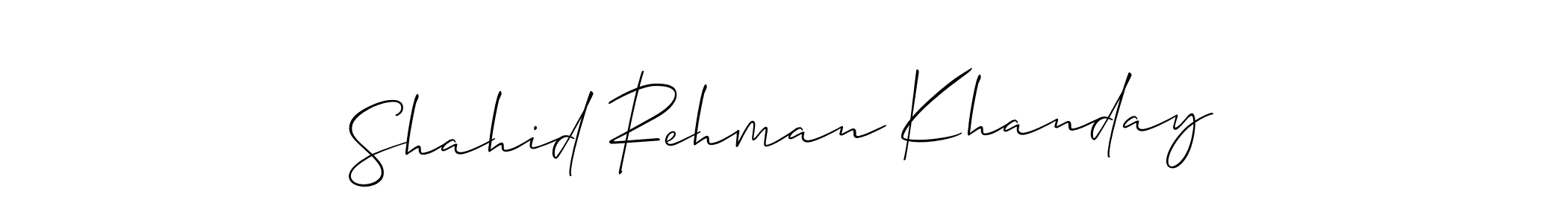 How to make Shahid Rehman Khanday signature? Allison_Script is a professional autograph style. Create handwritten signature for Shahid Rehman Khanday name. Shahid Rehman Khanday signature style 2 images and pictures png