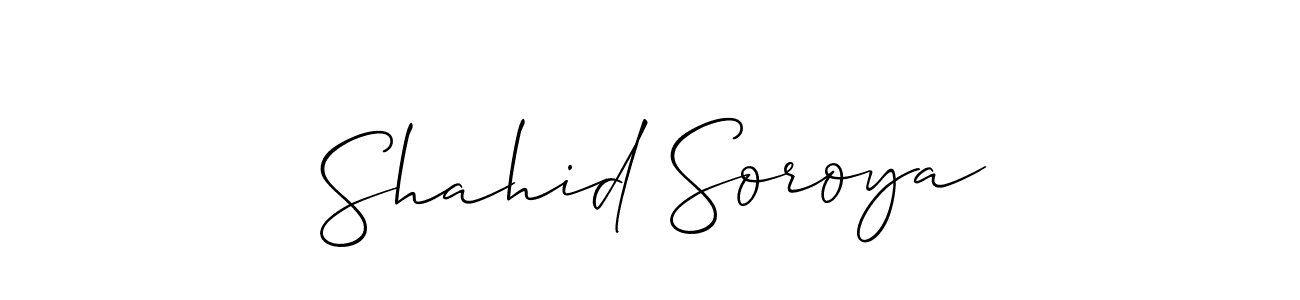Use a signature maker to create a handwritten signature online. With this signature software, you can design (Allison_Script) your own signature for name Shahid Soroya. Shahid Soroya signature style 2 images and pictures png