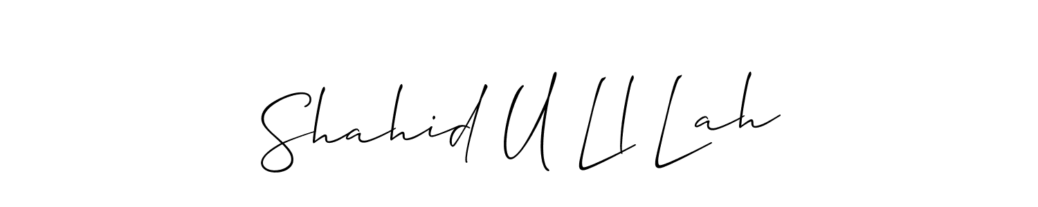 Allison_Script is a professional signature style that is perfect for those who want to add a touch of class to their signature. It is also a great choice for those who want to make their signature more unique. Get Shahid U Ll Lah name to fancy signature for free. Shahid U Ll Lah signature style 2 images and pictures png