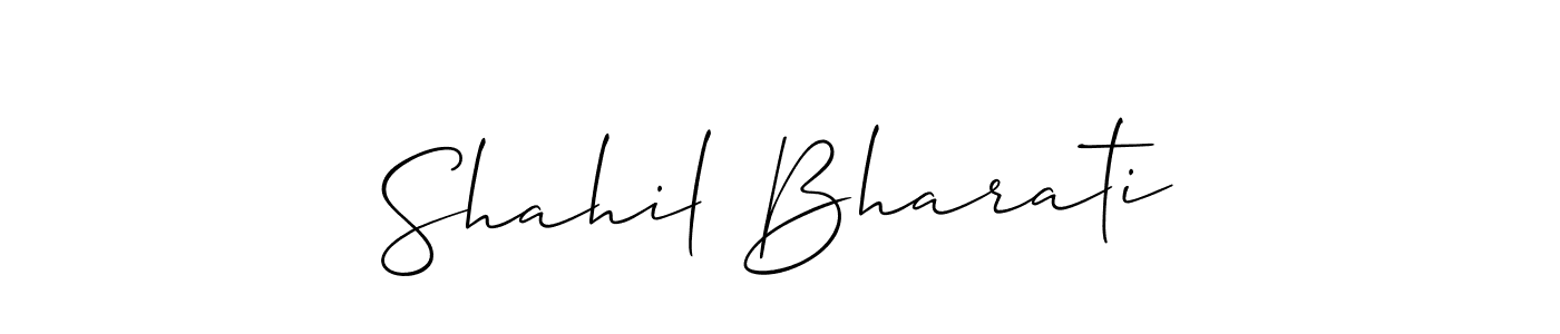 Also we have Shahil Bharati name is the best signature style. Create professional handwritten signature collection using Allison_Script autograph style. Shahil Bharati signature style 2 images and pictures png