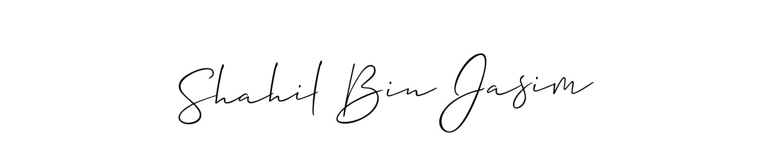 This is the best signature style for the Shahil Bin Jasim name. Also you like these signature font (Allison_Script). Mix name signature. Shahil Bin Jasim signature style 2 images and pictures png