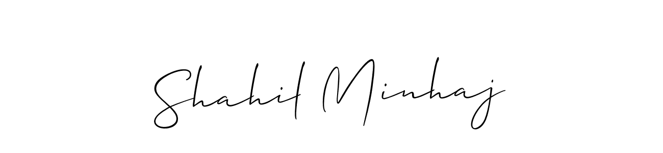 How to make Shahil Minhaj name signature. Use Allison_Script style for creating short signs online. This is the latest handwritten sign. Shahil Minhaj signature style 2 images and pictures png