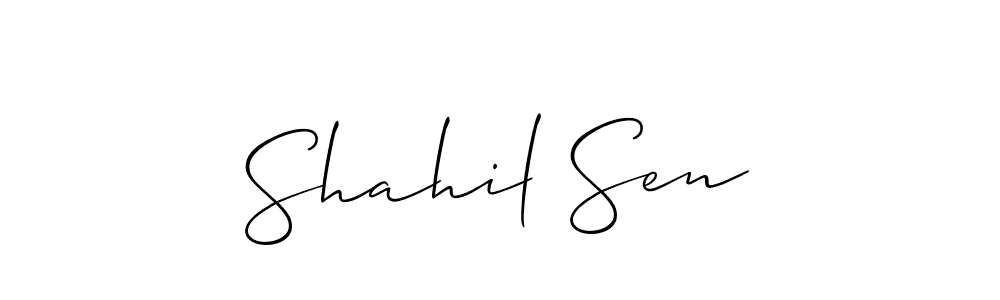 Use a signature maker to create a handwritten signature online. With this signature software, you can design (Allison_Script) your own signature for name Shahil Sen. Shahil Sen signature style 2 images and pictures png