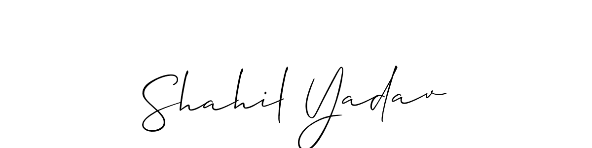 Allison_Script is a professional signature style that is perfect for those who want to add a touch of class to their signature. It is also a great choice for those who want to make their signature more unique. Get Shahil Yadav name to fancy signature for free. Shahil Yadav signature style 2 images and pictures png