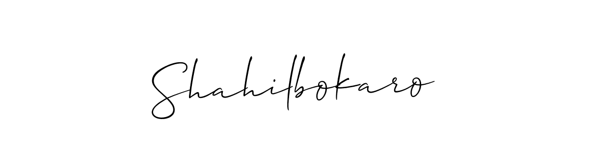 Make a beautiful signature design for name Shahilbokaro. With this signature (Allison_Script) style, you can create a handwritten signature for free. Shahilbokaro signature style 2 images and pictures png