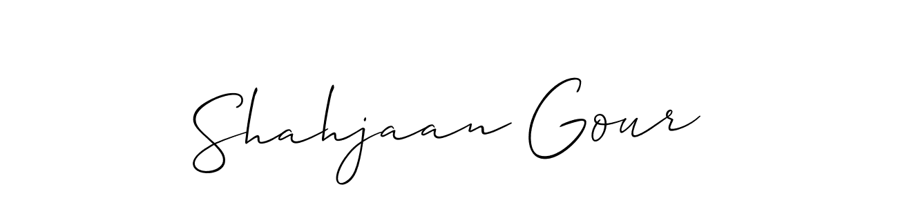 It looks lik you need a new signature style for name Shahjaan Gour. Design unique handwritten (Allison_Script) signature with our free signature maker in just a few clicks. Shahjaan Gour signature style 2 images and pictures png