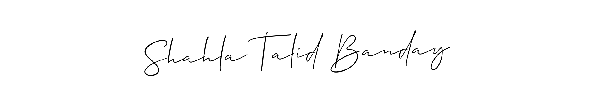 It looks lik you need a new signature style for name Shahla Talid Banday. Design unique handwritten (Allison_Script) signature with our free signature maker in just a few clicks. Shahla Talid Banday signature style 2 images and pictures png