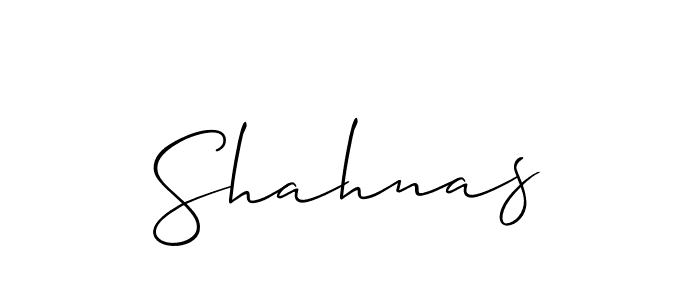 Design your own signature with our free online signature maker. With this signature software, you can create a handwritten (Allison_Script) signature for name Shahnas. Shahnas signature style 2 images and pictures png