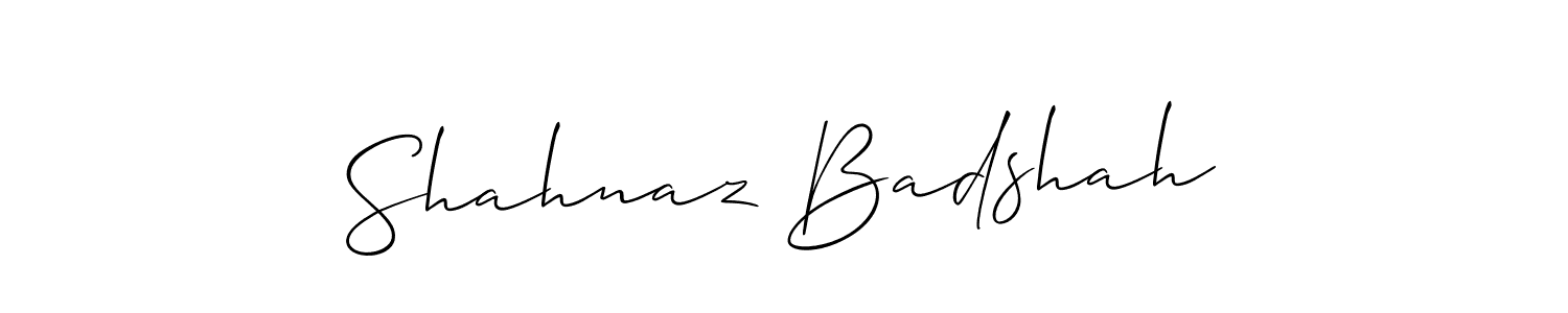 How to make Shahnaz Badshah name signature. Use Allison_Script style for creating short signs online. This is the latest handwritten sign. Shahnaz Badshah signature style 2 images and pictures png