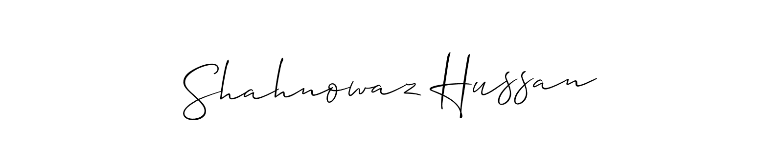 How to Draw Shahnowaz Hussan signature style? Allison_Script is a latest design signature styles for name Shahnowaz Hussan. Shahnowaz Hussan signature style 2 images and pictures png