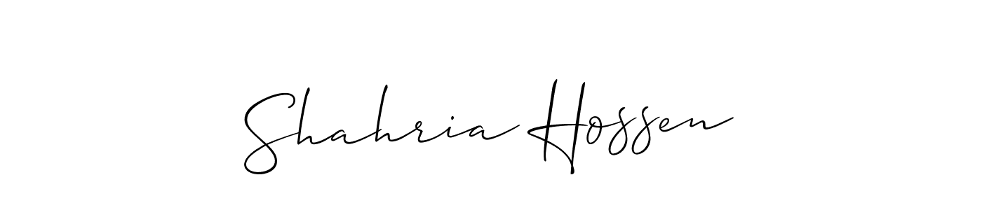 It looks lik you need a new signature style for name Shahria Hossen. Design unique handwritten (Allison_Script) signature with our free signature maker in just a few clicks. Shahria Hossen signature style 2 images and pictures png