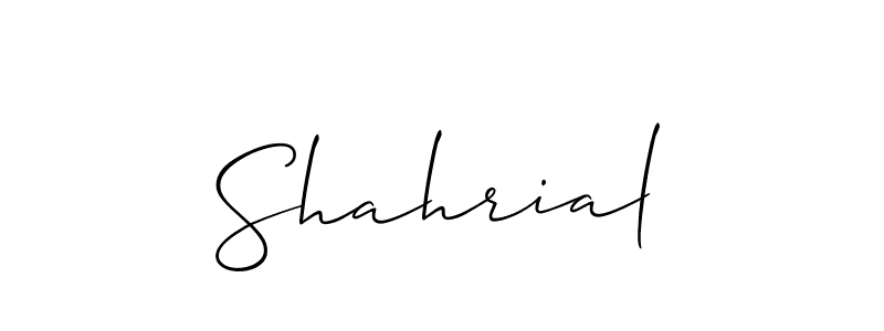 Use a signature maker to create a handwritten signature online. With this signature software, you can design (Allison_Script) your own signature for name Shahrial. Shahrial signature style 2 images and pictures png