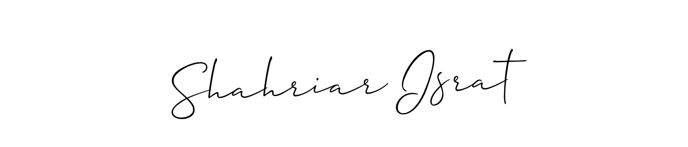Also You can easily find your signature by using the search form. We will create Shahriar Israt name handwritten signature images for you free of cost using Allison_Script sign style. Shahriar Israt signature style 2 images and pictures png