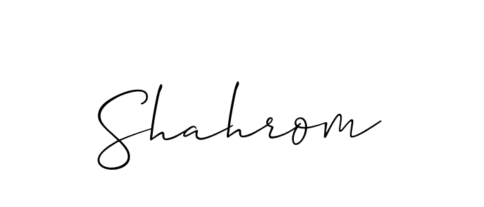 The best way (Allison_Script) to make a short signature is to pick only two or three words in your name. The name Shahrom include a total of six letters. For converting this name. Shahrom signature style 2 images and pictures png